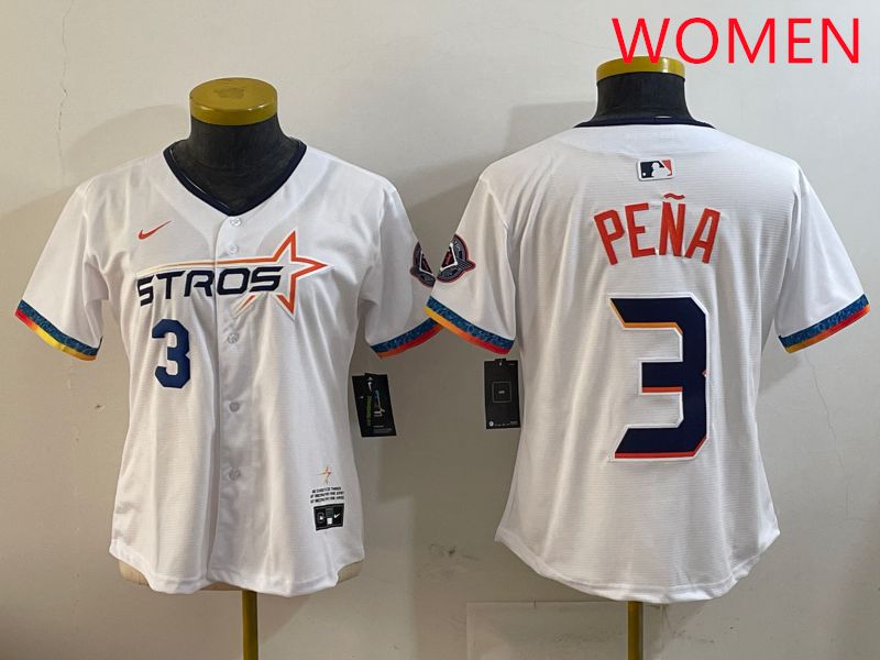 Women Houston Astros #3 Pena White Fourth generation Joint Name 2025 Nike MLB Jersey style 1